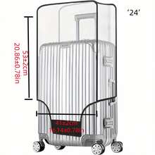 1件装重型高品质PVC行李箱套，透明设计，带伸缩拉杆套 - 防刮行李保护套，适用于大多数尺寸，防尘防撞，可承受暴力运输，防水防污，大面积魔术贴更牢固。