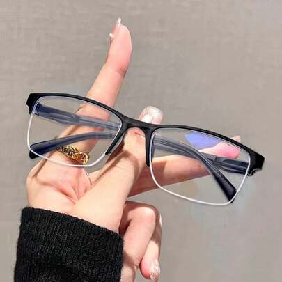 Gafas de Lectura de Media Montura Negras Simples para Hombres para Presbicia con Dioptrías +0.75+1.0+1.25+1.5+1.75+2.0+2.25+2.5+2.75+3.0+3.25+3.75