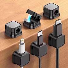 6pcs Magnetic Cable Organizer Clips, Desk Wire Management Holder, Adhesive Charging Cable Winder Mount For Bedroom, Kitchen, Office