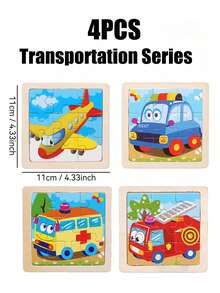 1/4/6/8/12/40片装儿童9片装木制拼图,卡通动物认知拼图套装,儿童益智玩具,恐龙、海洋动物、交通工具、昆虫系列拼图,蒙特梭利玩具,拼图游戏,儿童礼物 - 彩色 - 查看 13