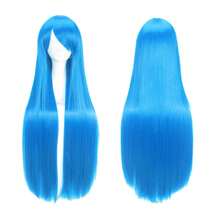 80厘米长合成纤维假发，白色紫色，适合角色扮演、派对等场合，黑色直发，女士假发片。 - 彩色 - 查看 14