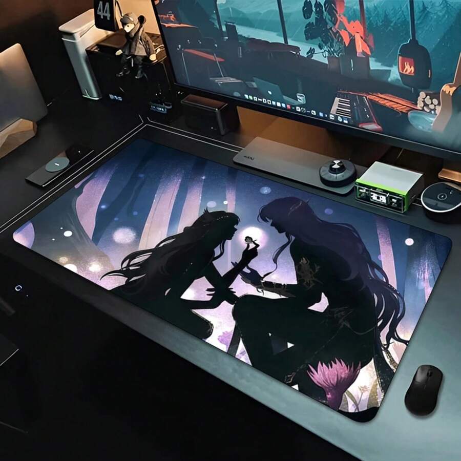 Ouse Pad Large Love And Deepspace Gaer Keyboard At Pads Gaing Desk Protector Laptops Ousepad Deskat PC HD Anie Ousepad - trắng - Xem 1