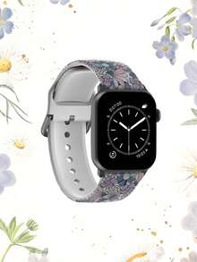 1条柔软、弹性、透气的薰衣草粉色花卉图案替换腕带，适用于 38mm/40mm/41mm/45mm/44mm/42mm/49mm，时尚休闲多色硅胶表带，兼容 Ultra系列、S10/SE/9/8/7/6/5/4/3/2/1智能手表 - 彩色 - 查看 3