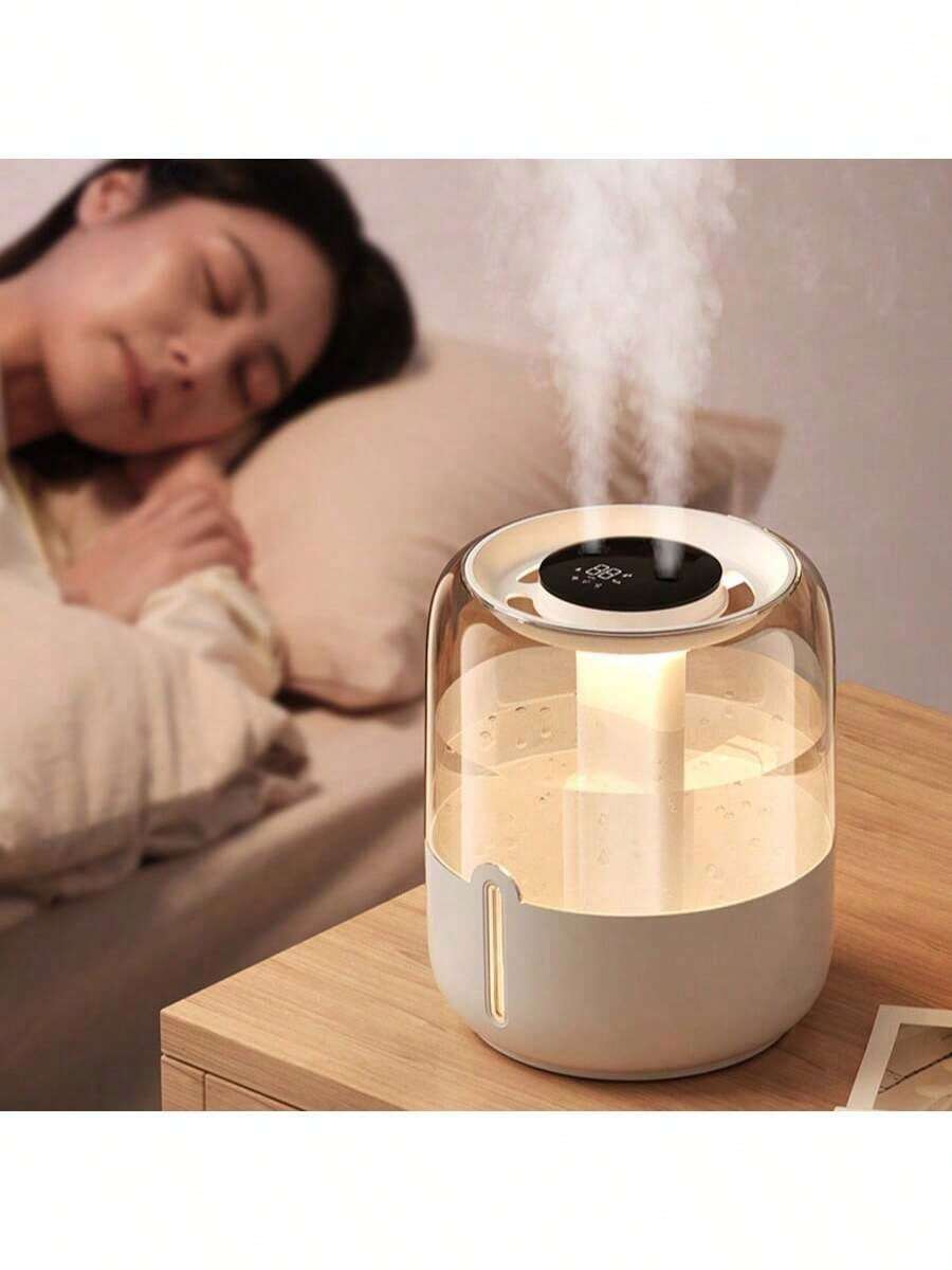 Large Capacity Quiet Humidifier With Digital Display & Night Light - Dual-Mode Operation, USB-Powered, 10.14oz/H Humidification, 1.61-2.64gal Capacity, Modern Aesthetic | Sleek Design | Plastic Construction, Humidifier For Room