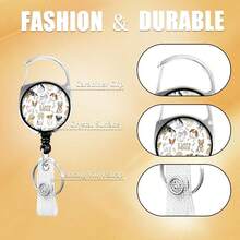 Puppy Dogs Lanyards For ID Badges, Dog Lovers ID Badge Holder With Lanyard Retractable Badge Holder/Reel Lanyard, Teacher Student Office Gifts,PuppyDogs - 小狗 - 查看 3