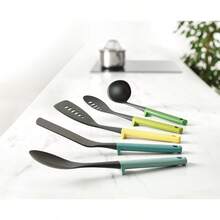 Joseph Joseph Duo 5Piece Utensil Set With Integrated Tool Rests: Vibrant Set With Solid Slotted Spoons Turners And Ladle Hygienic Design HeatResistant Perfect For Hanging Storage Ideal For Kitchen Cooking Grilling And Meal Preparation Ensures Easy Access And Sanitary Handling - 蛋白石 - 查看 1