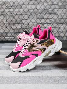 时尚黑粉撞色网面男士休闲运动鞋，低帮系带，EVA加厚减震鞋底，适合户外健身跑步，男女通用，四季皆宜，设计时尚，是新年和圣诞节的完美礼物。