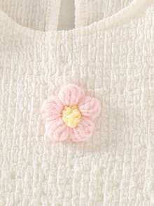 2件套女婴花朵提花吊带背心和阔腿长裤套装，甜美清凉风格，可爱优雅