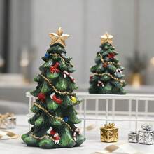 圣诞装饰品，迷你树脂圣诞树工艺品，桌面派对装饰，可爱迷你树脂圣诞树家居桌面摆件