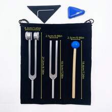 1 Set, Silver 128Hz + 384Hz, 128Hz + 432Hz Tuning Forks, Aluminum Alloy Tuning Fork Set (Includes Velvet Pouch + Mallet + Accessories) - Silver - View 7