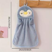 /Cute Duckling And Penguin Animal Themed Fingertip Towel - Soft Polyester Blend Hand Towel With Hanging Rings, Modern Bathroom And Kitchen Towel For Draining Dishes, Hand Washing, Grey Yellow Modern Home Decor (Cute Duckling And Penguin Design), Face Towel - mặc định - Xem 5