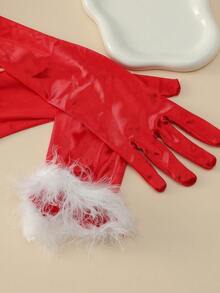 1 Cặp Găng Tay Lông Bóng Cho Nữ, Thích Hợp Cho Các Sự Kiện Tiệc Halloween - màu đen - Xem 4