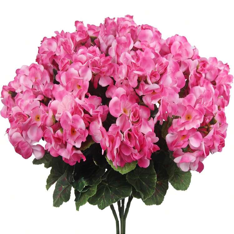 Bó hoa Begonia giả bằng lụa (1/80 bông) dùng trang trí bàn tiệc, thích hợp cắm trong bình hoa cưới mùa xuân/thu, cũng như trang trí Ngày của Mẹ/Ngày của Cha/Sinh nhật/Tiệc tùng/Đám cưới/Phòng/Nhà/Bếp/Phòng ngủ/Phòng khách/Bàn ăn/Bó hoa cưới/Trang trí sân vườn ngoài trời. - Hồng - Xem 1