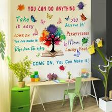 Colorful Inspirational Quote Wall Decals Motivational Phrase Wall Decor Sticker Watercolor Paint Splatter Be Thankful Brave Creative Wall Decals Handprint Positive Saying Wall Stickers For Nursery Room Decor Playroom School ﻿ - Multicolor - View 2