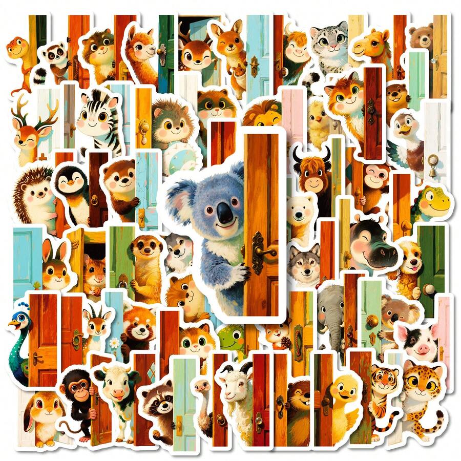 50 nuevas pegatinas de dibujos animados de animales y pájaros, lindos dibujos animados rosas, pegatinas de alta calidad para maletas, tazas de agua, artículos de oficina, graffiti, regalos para fiestas de vacaciones. - animales multicolores que sobresalen - Ver 1