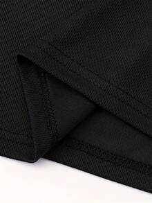 Men's Casual Sports T-Shirt, Summer Thin Breathable Sweat-Absorbing Geedup Printed Design, Suitable For Daily Wear Casual Sports T-Shirt - 黑色 - 查看 4