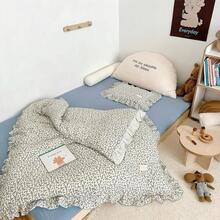 Muslin Duvet Cover With Ruffled Edges, 1 Piece Cotton Comforter Cover 47X59'', Pattern 2-Layer Gauze Bedding, No Quilt Or Pillowcases, Bedroom Essential - 時尚藍色花卉 - 查看 6