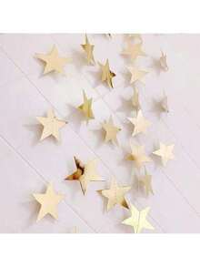 1set 4 Meters Shinning Bright Stars Decorate Birthday, Flags Blue Silver Gold Rose Gold House Decoration Outdoor Decoration Garland Stage Star Pendant Back To School Valentine Day, Ramadan,Ramadan Decor,Eid Mubarak - Gold - View 5