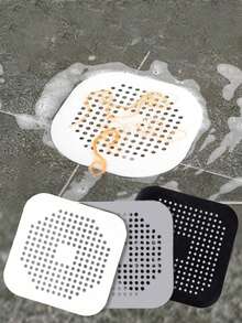 1/3pcs Drain Hair Catcher Filter, Sink Strainer, Suction Cup Drain Stopper, Bathtub Shower Floor Drain Cover, Silicone Kitchen Sink Plug, Easy Clean Durable Silicone Square Drain Cover, Anti-Clogging, Shower Drain Hair Catcher, Suitable For Bathroom Tub And Kitchen Sink, Bathroom Accessories