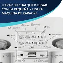 áquina de Karaoke para Niños y Adultos: Altavoz Portátil de Karaoke con 2 Micrófonos Inalámbricos Soporte Tarjeta TF,USB,AUX,PC,PA,TV,Wireless Karaoke Speaker,Blanco Bocinas - 1 - Ver 4