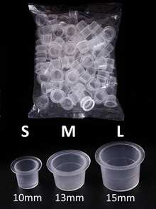 100pcs S/M/L Disposable Tattoo Ink Cups Plastic Pigment Transparent Containers, Tattoo Supplies Tattoo Pigment Cup, Baseless Cup, Tattoo Shading Pigment Cup, Lash Extension Disposable Plastic Pigment Cup, Tattoo Ink - Multicolor - View 2