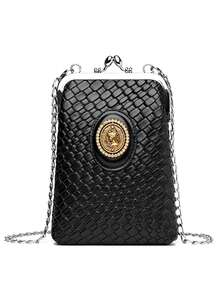 LUYIAIXI Bolso de hombro/cruzado de cuero tejido con cadena, elegante bolso de mano pequeño para uso diario, modelo 2026