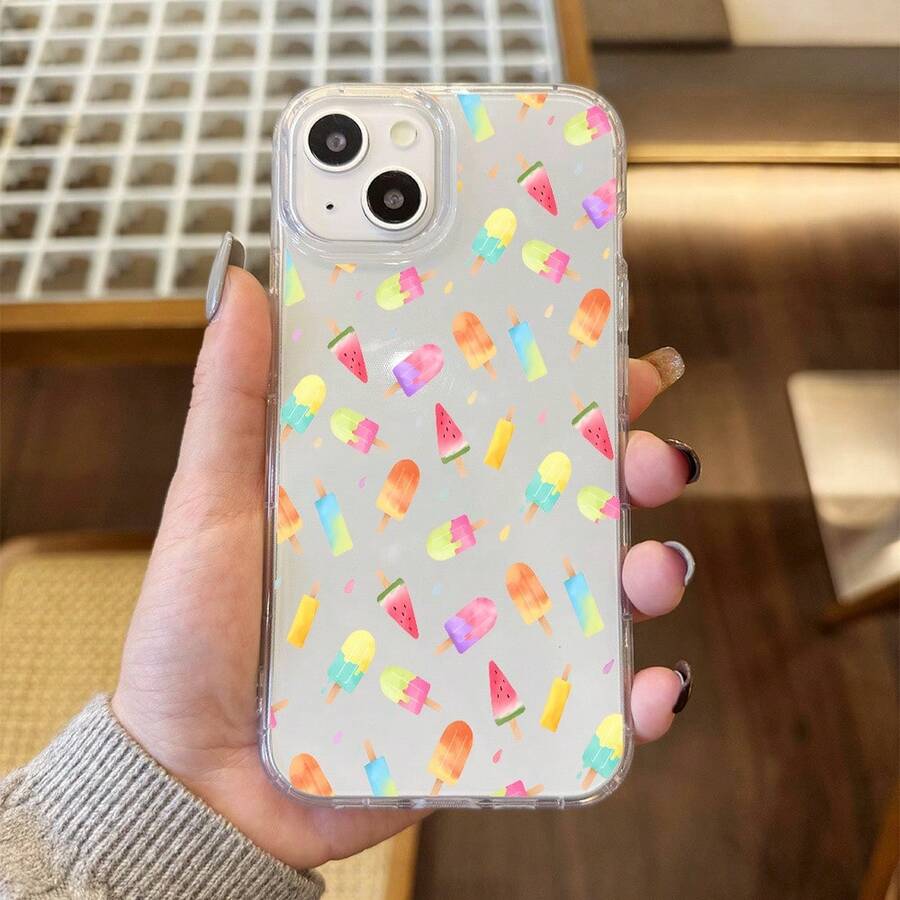 Una funda de teléfono transparente de alta calidad con una estética de paleta de helado de sandía colorida, una funda de protección creativa y moderna, resistente a golpes y caídas, duradera y a prueba de manchas, adecuada para todas las series de teléfonos , compatible con 17/17 Pro/17 Pro Max/17 Air/ 16/16 Pro/16 Pro Max/16 Plus/ 15/15 Pro Max/15 Pro/15 Plus/ 14/14 Pro/14 Plus/14 Pro Max/ 13/13 Pro/13 Pro Max/12/12 Pro/12 Pro Max/11/11 Pro/11 Pro Max/XR/X/XS/XS Max - Regalos de cumpleaños lindos y modernos para mujeres y amigas - Transparente 1029 - Ver 1