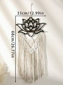 1 tấm treo tường Macrame Boho, kệ treo tường trang trí hình hoa sen, tranh treo tường tua rua Bohemian, kệ trưng bày pha lê, đồ trang trí nhà Boho Chic cho phòng khách, phòng ngủ, đồ trang trí tâm linh, đồ trang trí Macrame thủ công có tua rua - Nhiều màu - Xem 12