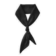 Lastclream Chiffon Square Neck Scarves For Women Handkerchief Retro Satin Ribbon Scarf For Hair Wrapping 23.6inch 26inch,26inchChiffon-Black - 26吋雪紡-黑色 - 查看 1