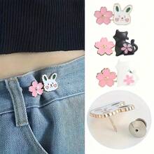 1/2/4pcs Adjustable Waist Buckle With Rabbit, Flower, Cat Design, Buckle-Free Waist Cincher For Jeans, Skirts, Detachable - Multicolor - View 12