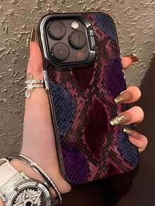 Purple And Black Interspersed Snake Skin Texture  Phone Case Suitable For Compatible With Iphone17,17AIR,16,16e,15, 14, 13, 12, 11 PRO MAX, X, XS, PLUS, Case Suitable For Compatible With Samsung Galaxy S22/23/24/S25 Ultra/FE+ - 彩色 - 查看 1