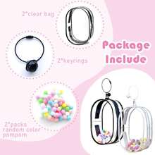 2PCS Large Clear Figure Display Bag Compatible With 7Inche Blind Box Doll PVC Protective Case Portable Carrying PouchChristmas - Đen + Hồng đậm - Xem 3