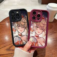 Funda de teléfono con patrón de chica anime para iPhone 16, a prueba de golpes y anti-caída, 14, sensación suave, 12PROMAX, hombres, 13 estética, 13MINI, diseño de protección de lente de cobertura completa, 11 único, 13PROMAX, parejas, 14PROMAX, mujeres, 11PRO, fundas de teléfono 14PRO negras, 12PRO, TPU grueso XR, lindo, 15/16PLUS/16PRO/XSMAX/14PLUS/XS/15PROMAX/13PRO/11PROMAX/15PRO/12/16/15PLUS/12MINI/16PROMAX - Blanco - Ver 11