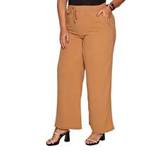 Women's Wide-Leg Pants Duna Elastic Waist Plus Size - 棕色的 - 查看 5