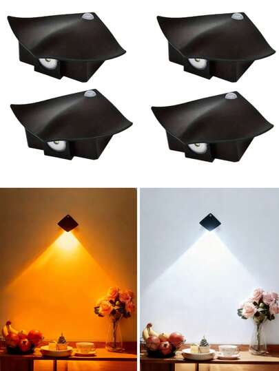 Moderne Motion Sensor Sconette, Indoor Night Verlichting Warm Geel Light, Battery Powered (3 AAA Batteries), Semi Embedded Installation, Hallways, Bedrooms, Kitchens, Cabinets, Stairs Sconette [Battery Not Included]