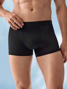 Men's Fashionable Black Boxer Briefs With "Warning: Loading Now" BreathablePattern Short Underwear - Black - View 4