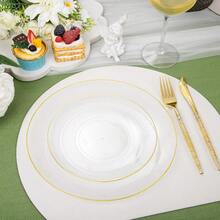150PCS Clear Gold Plastic Plates With Glitter Handle Silverware Set For Wedding Party And Christmas Events Includes 30 Sets Of Disposable Plates Forks Spoons And Knives Elegant Stylish Tableware Solution For Formal And Festive Occasions - Gold - View 8