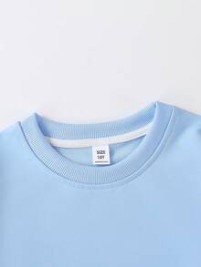 Tween Girl Letter Print Crew Neck Casual Long Sleeve Pullover Pullover Sweatshirt - Baby Blue - View 5