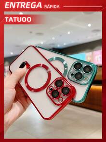 1 Piece Plating Phone Case With Camera Protection, Magnetically Induced Ultra-Thin TPU Clear Case, Compatible With Apple 16/16Pro/16Plus/16Pro Max - Red - View 4