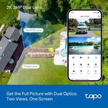 Tapo TPLink Indoor Outdoor Dual Lens Pan Tilt Security Camera 2K 3MP Synchronised Smart Tracking 360° WideAngle And Telephoto Lens OneTap Smart Focus Night Vision Free Detection Tapo C246D - As Pic - View 2