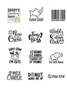 3/6/12/30/36 Sheets Baby Shower Decorations,Baby Iron On Patches For Clothes,Funny Shower Games Dtf Transfers Ready To Press Decorating Kit For DIY Crafts - Multicolor - View 20