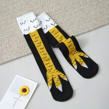 [3 Pairs]Cozy Fun Long Chicken Socks - Wacky & Warm Novelty Animal Claw Toe Socks For Adults, Perfect For Valentine's Day Gifts, Funky Costume Party & Lazy Days - Black and Yellow - View 9