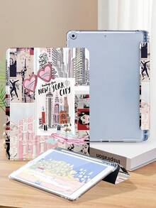 Kingsung 旅行风插画图案平板电脑保护套,兼容 iPad 9.7/10.2/10.5/10.9/12.9/Pro 11(第十代)、Galaxy Tab S6 Lite 10.4 英寸、Kindle Paperwhite 第十二代(2024 年款)、Kindle 第十一代(2022 年款),柔软防震,智能支架/自动唤醒/睡眠功能 - 彩色 - 查看 4