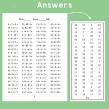 Lachilly Cuaderno de ejercicios de operaciones matemáticas mixtas 4 en 1 con respuestas, aprendizaje de práctica de resta, suma, multiplicación y división, hoja de trabajo matemática para niños, recursos escolares de matemáticas, juguetes educativos - Multicolor - Ver 9