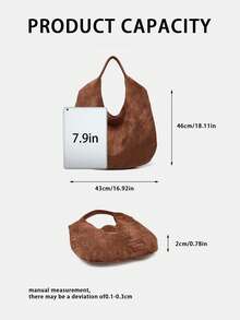 Bolsa de Ombro Estilo Retrô Boêmio Marrom, Bolsa Balde Portátil de Grande Capacidade em Camurça Sintética, Bolsa de Ombro Versátil para Transporte