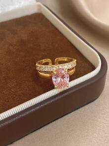 1枚18K镀金奢华复古可调节多色锆石戒指，女士优雅珠宝，妈妈礼物，圣诞节、感恩节、嘉年华、婚礼、锐舞派对/舞会/日常配饰，周年纪念日、情人节、波西米亚风生日伴娘礼物 - 彩色 - 查看 7