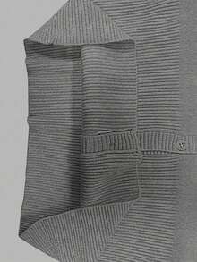 Women's Casual Fashion Gray Round Neck Long Sleeve Waist Fitted Knit Cardigan, Spring/Autumn - Xám - Xem 5