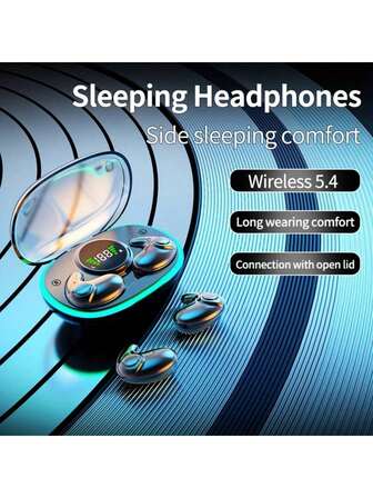 Căști invizibile pentru somn, căști wireless TWS, sunet stereo de înaltă definiție, potrivire confortabilă, afișaj digital LED, latență redusă pentru jocuri, compatibile cu iOS și Android, căști pentru somn, căști de călătorie, căști ușoare, design ergonomic, material plastic, se adaptează formei urechii, sunet stereo, căști TWS, potrivite pentru pasionații de fitness și persoanele cu somn ușor
