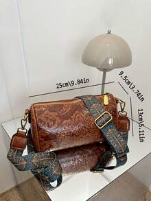 Women's Western-Style Handbag: Vintage Floral Embroidered Leather Shoulder Bag-Bohemian Crossbody Bag With Zipper Closure. Multi-Compartment Square Tote Perfect For Everyday Use. Recommended As A Gift For Women, Ideal For Country Music Festivals, Rodeo Shows, Fall Fashion, Or Date Nights. Spacious Enough To Hold Your Phone, Wallet, And Keys. Retro-Chic Bohemian Accessory With Fringe Detailing. - 彩色 - 查看 7