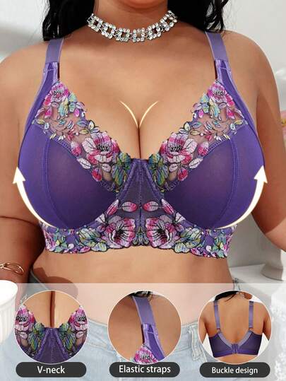 Áo ngực không dây thêu họa tiết chắp vá cỡ lớn dành cho nữ, áo ngực thể thao thoải mái, thiết kế lưng chữ Y, nhẹ